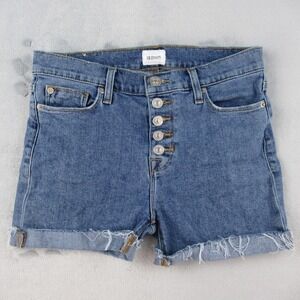 Hudson Blair Super Skinny Denim Shorts Blue Button Fly Cutoff Frayed Size 27